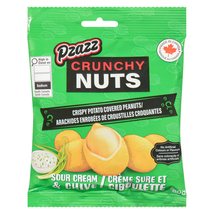 Pzazz Crunchy Nuts Crispy Potato Covered Sour Cream & Chive Peanuts, 80-g