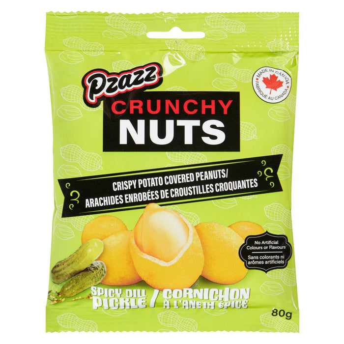 Pzazz Crunchy Nuts Crispy Potato Covered Spicy Dill Pickle Peanuts, 80-g