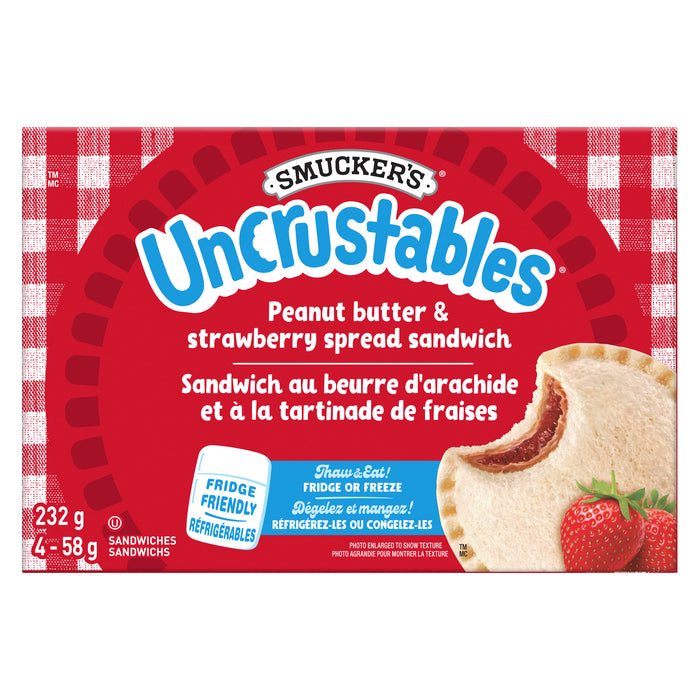 Smucker's Uncrustables Sandwich au Beurre d'Arachide et à la Tartinade de Fraises, emb. de 4, 232 g