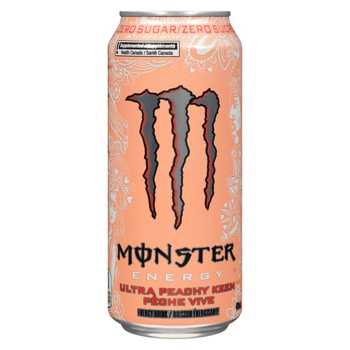 Monster Energy Boisson Énergisante Zero Sucre Ultra Peachy Keen, 473 ml