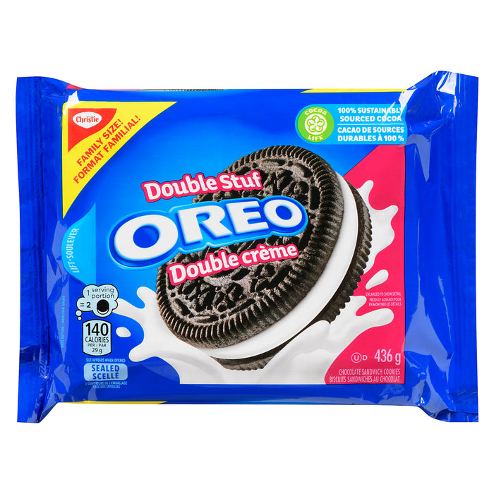 Christie Oreo biscuits-sandwiches au chocolat double crème format familial, 436 g