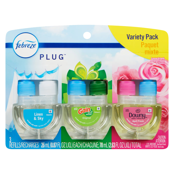 Recharges d’huile parfumée Febreze Plug, paquet mixte, emb. de 3