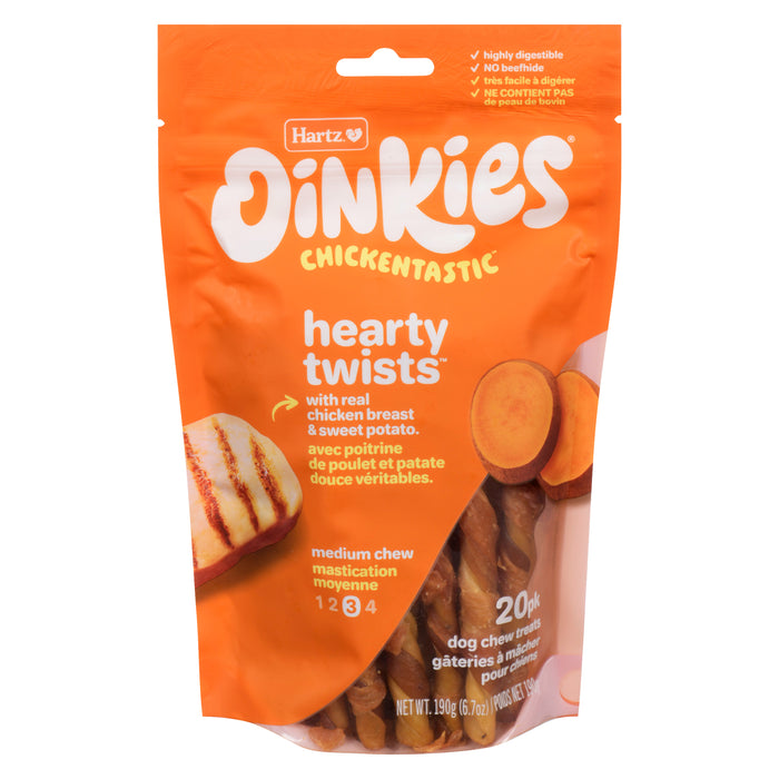 Hartz Oinkies Dog Treats Hearty Twists Medium Chew, 20-Pack, 190 g