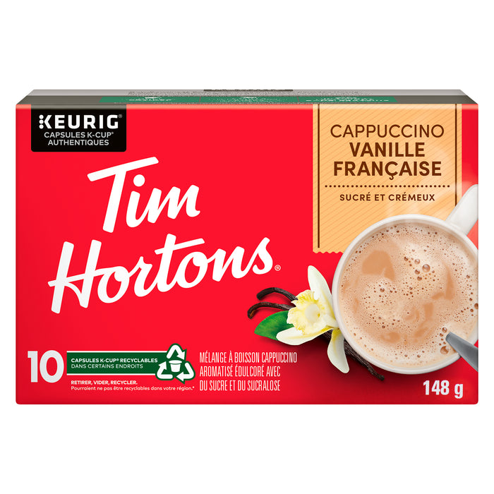 Tim Hortons French Vanilla Cappuccino Sweet & Creamy, 10 K-Cup Pods, 148 g