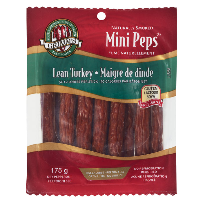 Grimm's Fine Foods Mini Peps Pepperoni Sec Maigre de Dinde, 175 g