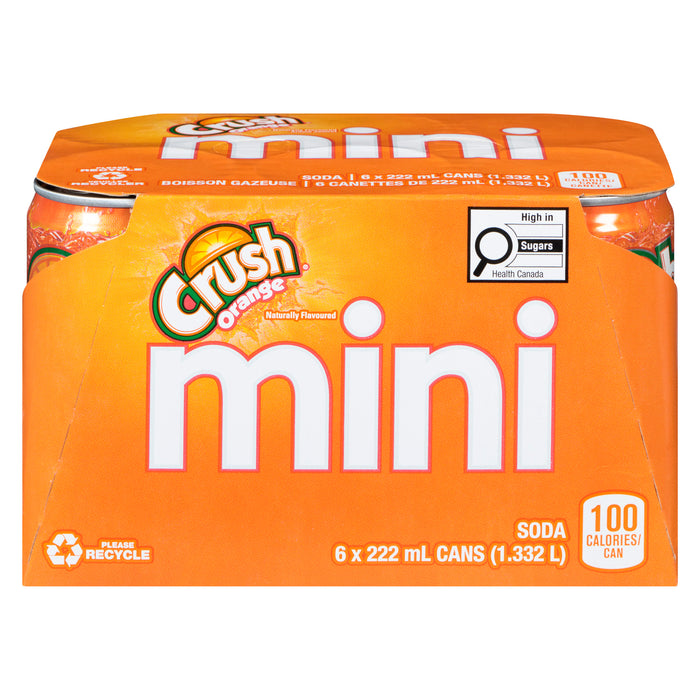 Crush Boisson Gazeuse Orange Mini, emb. de 6, 222 ml