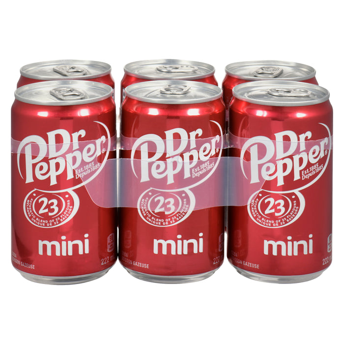 Dr Pepper Mini Soda, 6-Pack, 222 ml