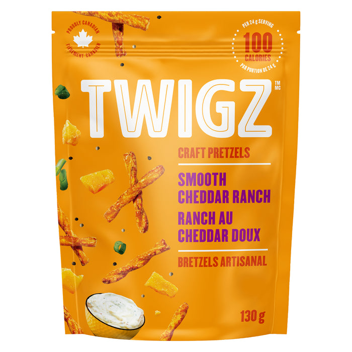 Bretzels artisanaux Ranch au cheddar doux Twigz – 130 g