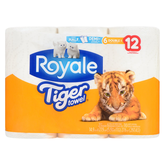 Royale Tiger Towel 2 Épaisseurs d'Essuie-Tout, emb. de 6