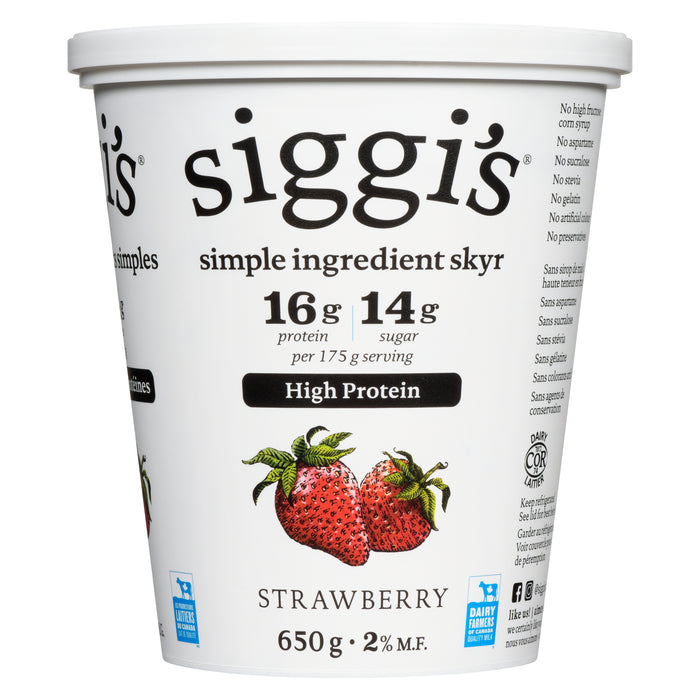 Skyr aux ingrédients simples Siggi’s, fraise, 2 % M.G., 650 g