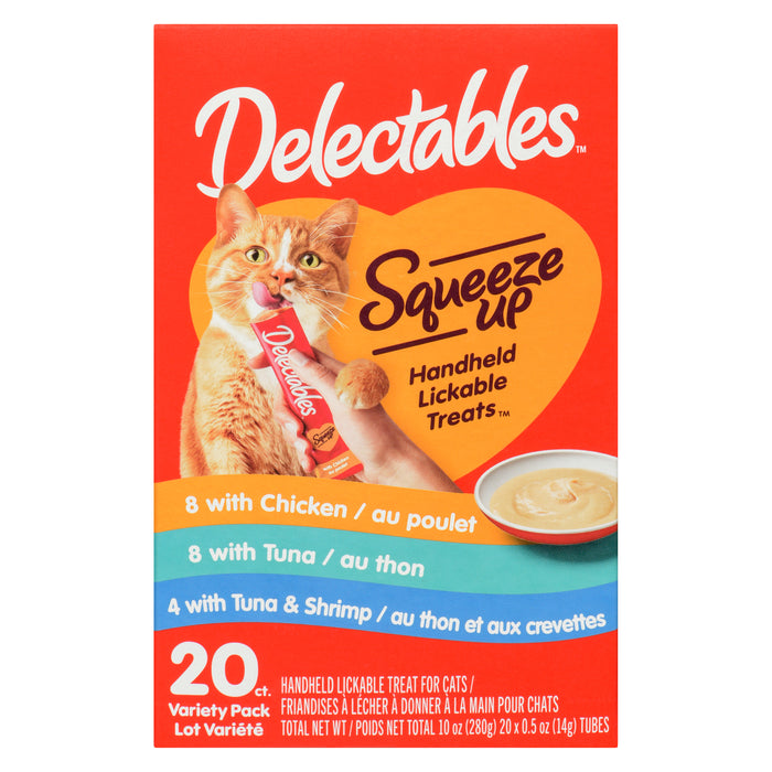 Delectables Squeeze Up Friandises à Lécher à Donner à la Main pour Chats Lot Variété, emb. de 20, 280 g