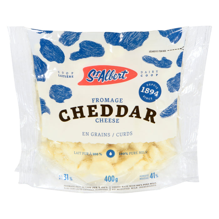 St-Albert Dairy Coop 31% M.F. White Cheddar Cheese Curds, 400-g
