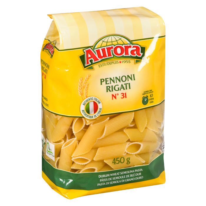 Aurora Pâtes de Semoule de Blé Dur Pennoni Rigati N° 31, 450 g