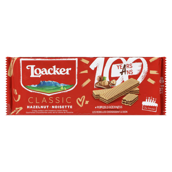 Loacker Classic Crispy Wafers with Hazelnut Cream Filling, 175-g