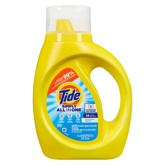 Détergent à lessive liquide Tide Simply All in One Refreshing Breeze, 1 L
