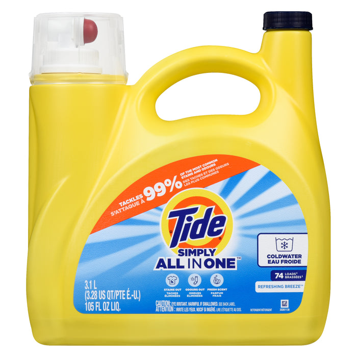 Détergent à lessive liquide Tide Simply All in One Refreshing Breeze, 3,1 L