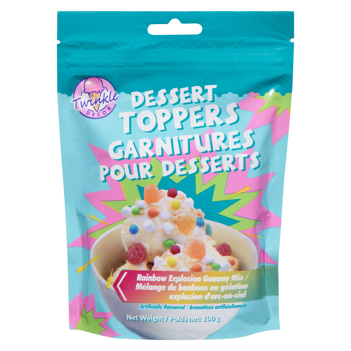 Twinkle Baker Décor Garnitures pour Desserts Mélange de Bonbons en Gélatine Explosion d'Arc-en-Ciel, 100 g