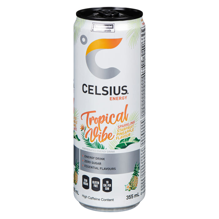 Boisson énergisante pétillante Celsius Énergie Tropical Vibe, 355 ml