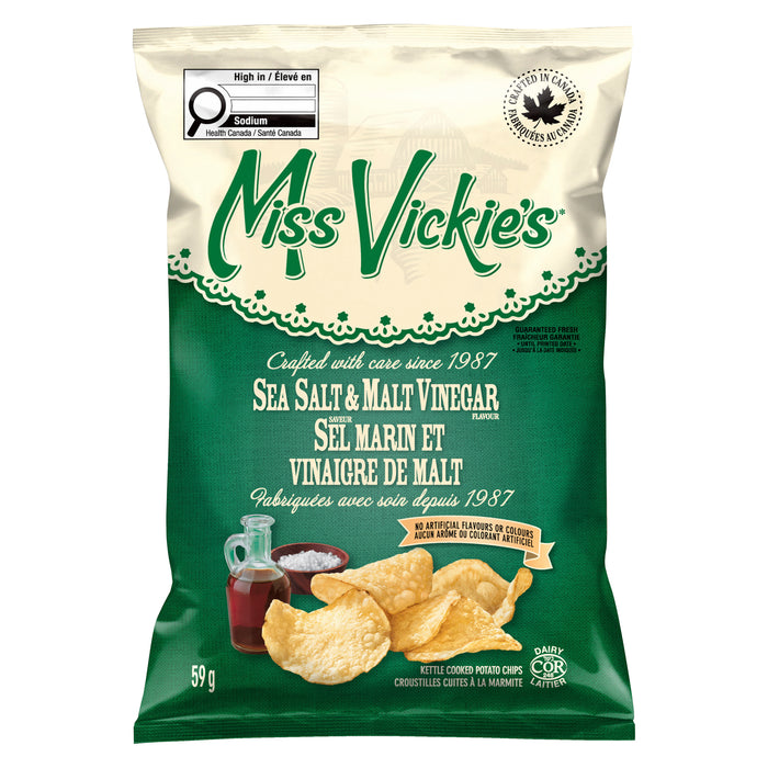 Miss Vickie's Croustilles Cuites à la Marmite Saveur Sel Marin et Vinaigre de Malt, 59 g
