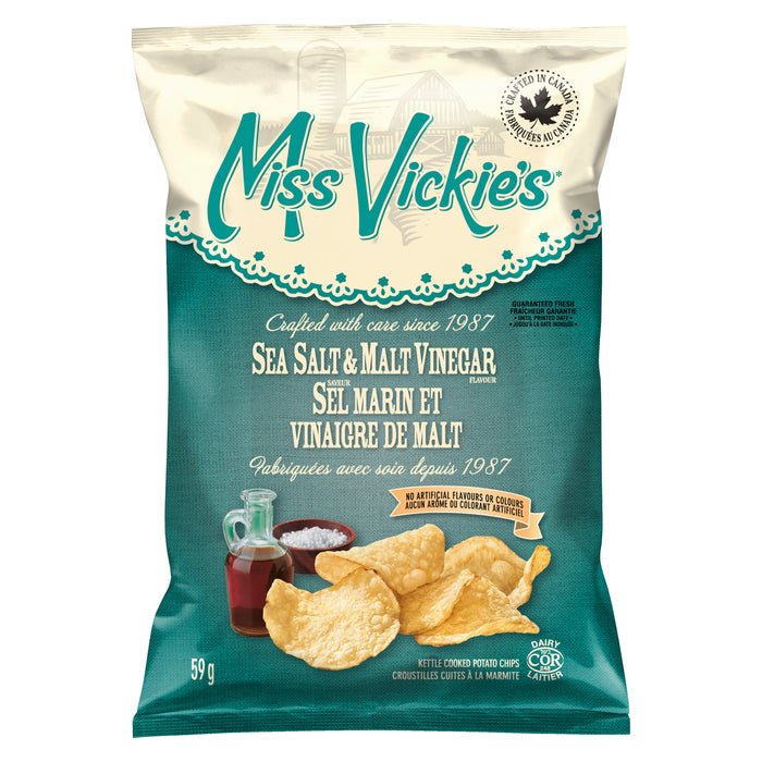 Miss Vickie's Kettle Cooked Potato Chips Sea Salt & Malt Vinegar, 59 g
