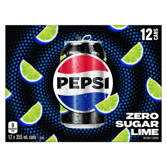 Pepsi Zero Lime, 12-Pack, 355 ml