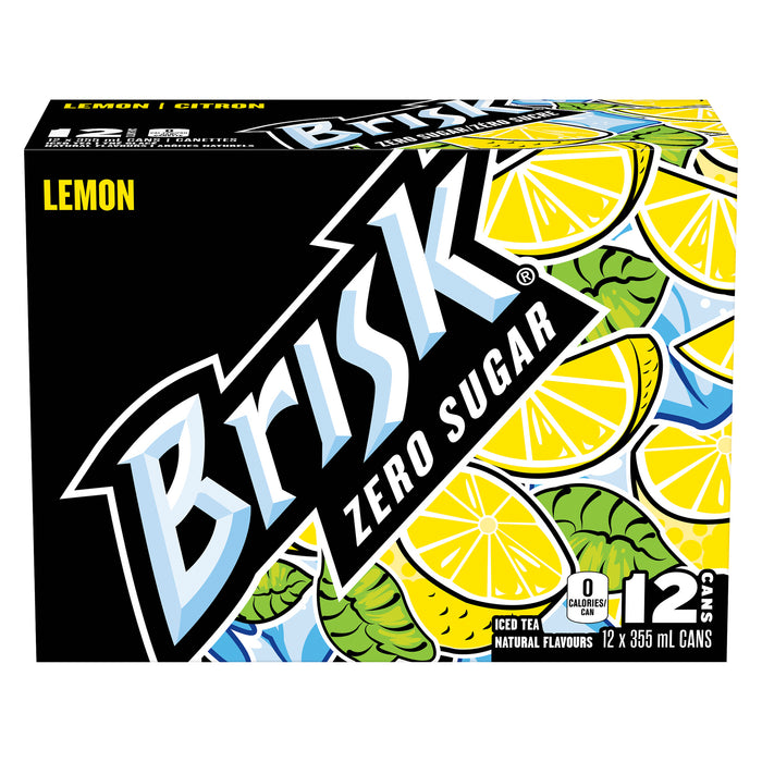 Brisk Iced Tea Lemon Zero Sugar, 12-Pack, 355 ml