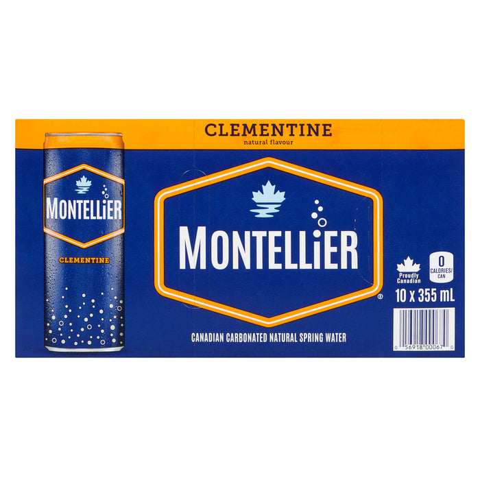 Montellier Carbonated Natural Spring Water Clementine, 355 ml, 10-Pack