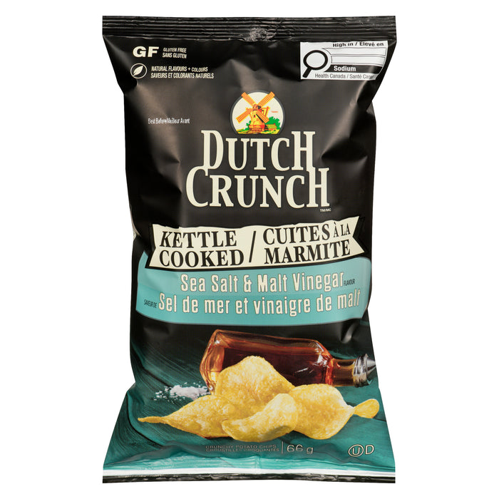 Dutch Crunch Crunchy Potato Chips Sea Salt & Malt Vinegar Flavour, 66-g