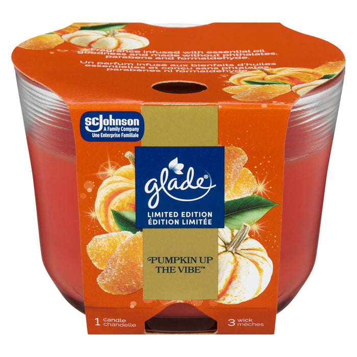Glade Pumpkin Up the Vibe 3 Mèches Édition Limitée Chandelle
