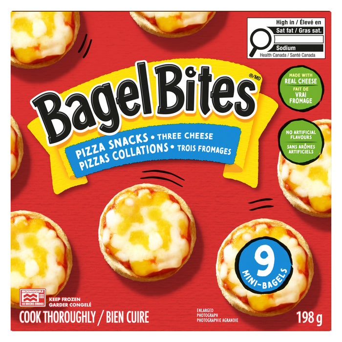 Bagel Bites Pizza Snacks Three Cheese 9 Mini-Bagels, 198 g
