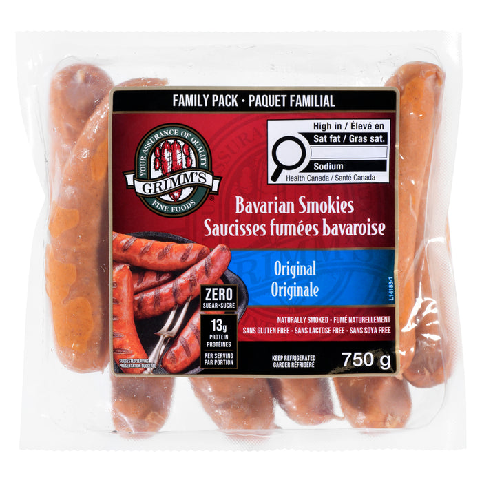 Grimm’s Fine Foods Saucisses Fumées Bavaroise Originale Paquet Familial, 750 g
