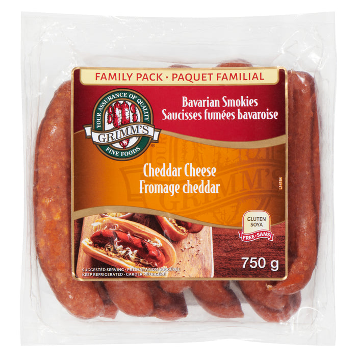 Grimm's Fine Foods Bavarian Smokies Cheddar Cheese, Family Pack, 750 g