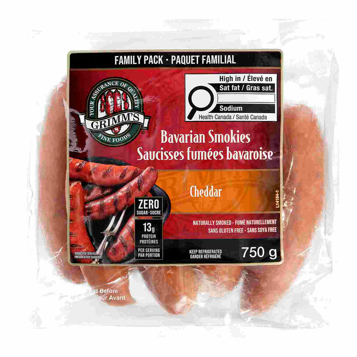 Grimm's Fine Foods Bavarian Smokies Cheddar Cheese, Family Pack, 750 g