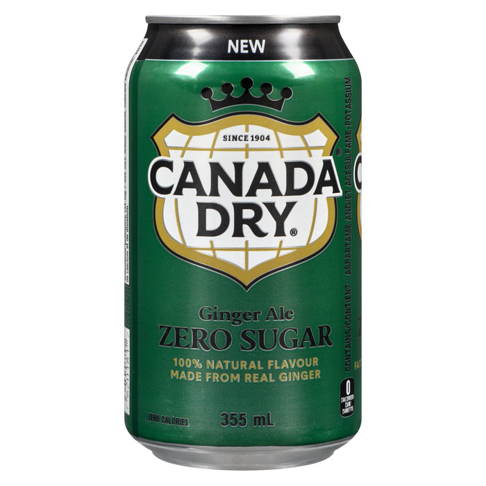 Canada Dry Ginger Ale Zero Sugar, 12-Pack, 355 ml