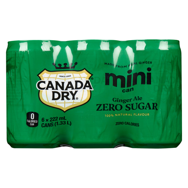 sugar Canada Dry Zero Sugar Ginger Ale Mini Can, 6-Pack, 222 ml – Giant
