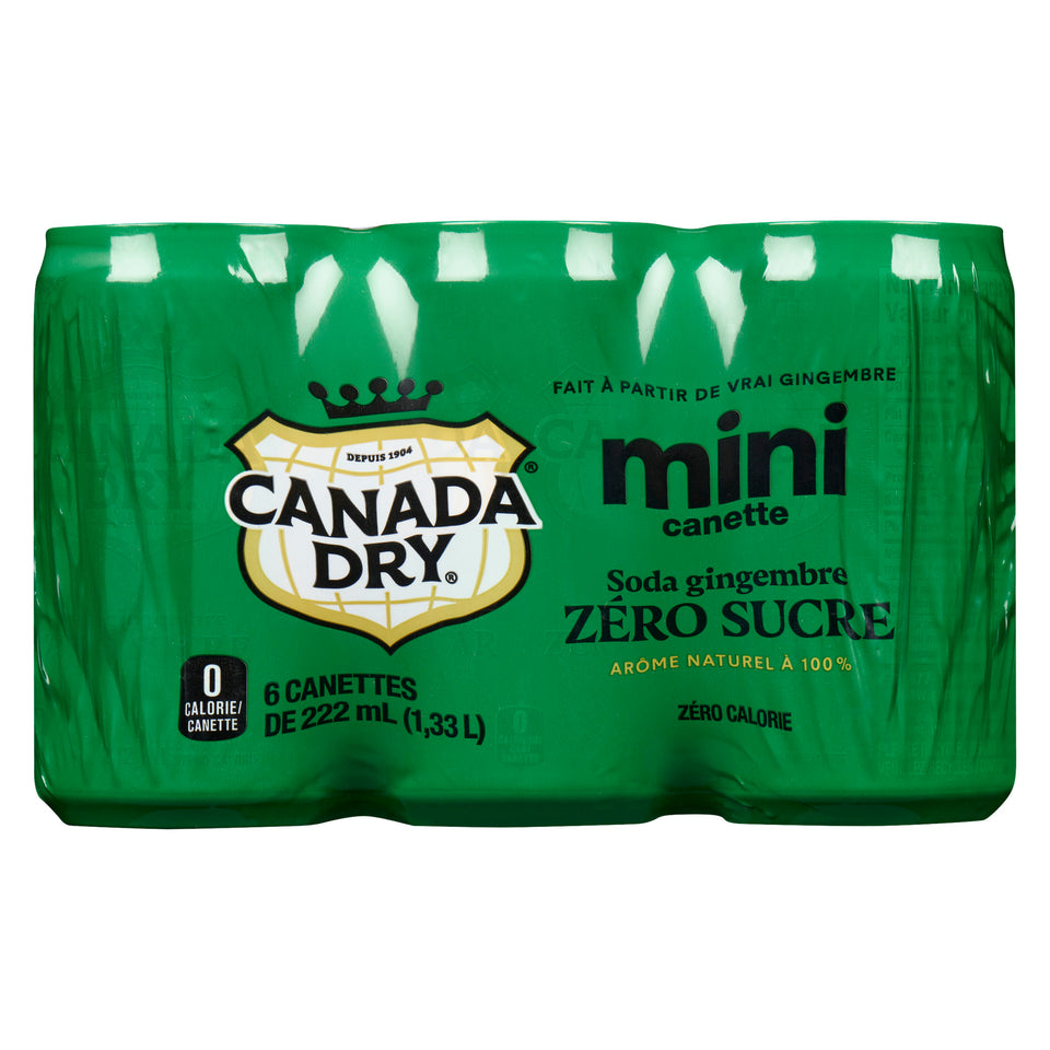 Canada Dry Zero Sugar Ginger Ale Mini Can, 6-Pack, 222 ml – Giant