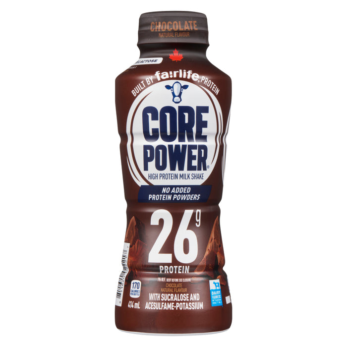 Core Power Lait Frappé Riche en Protéines Essence Naturelle de Chocolat 1% M.G., 414 ml