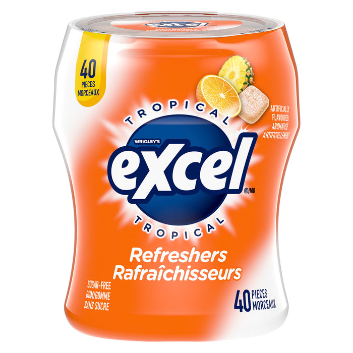 Excel Sugar-Free Gum Refreshers Tropical, 40-Pack