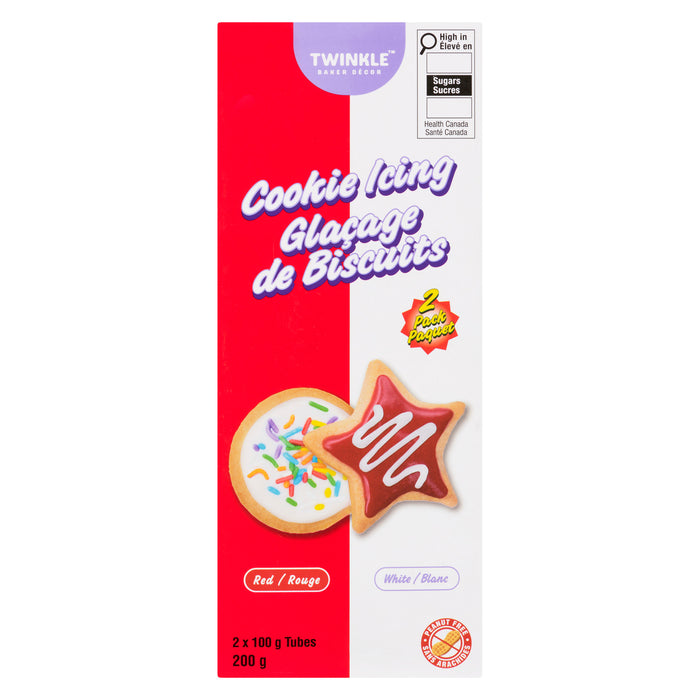 Twinkle Baker Décor Cookie Icing, Red + White, 200 g