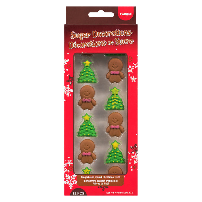 Twinkle Baker Décor Décorations en Sucre Bonhomme en Pain d'Épices et Arbres de Noël, emb. de 12, 20 g