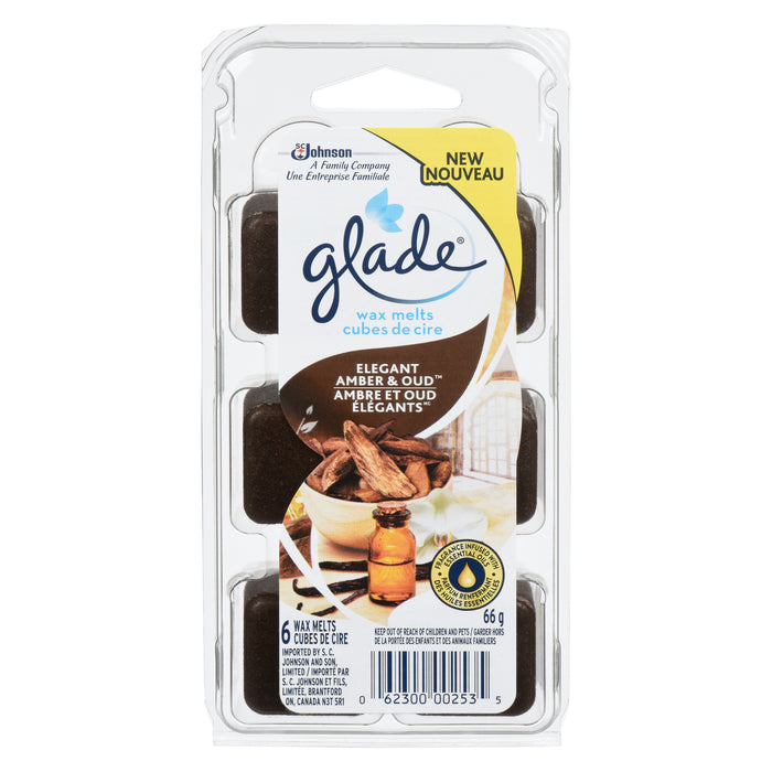 Glade Elegant Amber and Oud Scented Wax Melts, 6-Pack