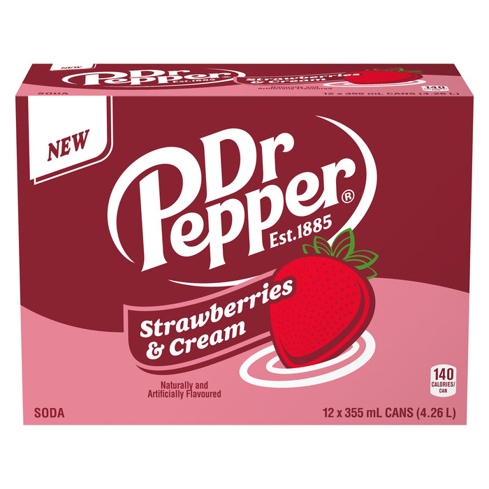 Dr. Pepper Strawberries and Cream, 12-Pack, 355 ml