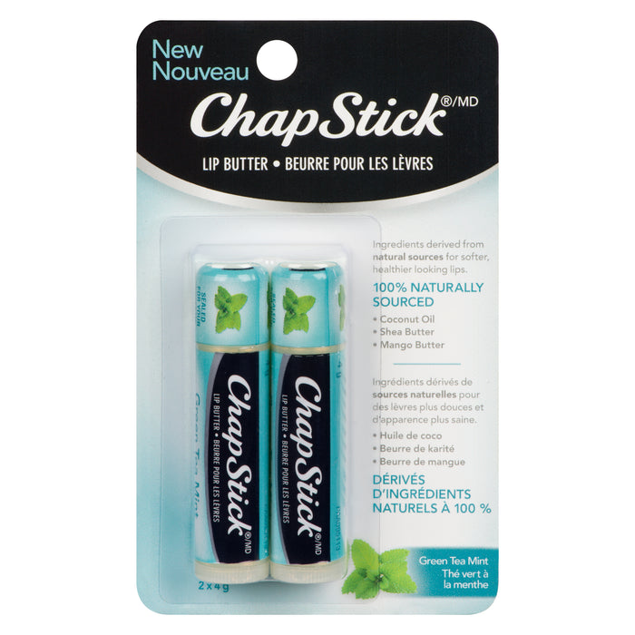 Chapstick Lip Butter Green Tea Mint, 2-Pack