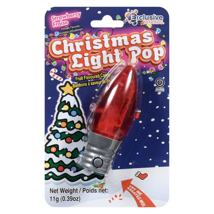 Exclusive Brands Christmas Light Pop Fruit Flavoured Candy Strawberry, 11 g