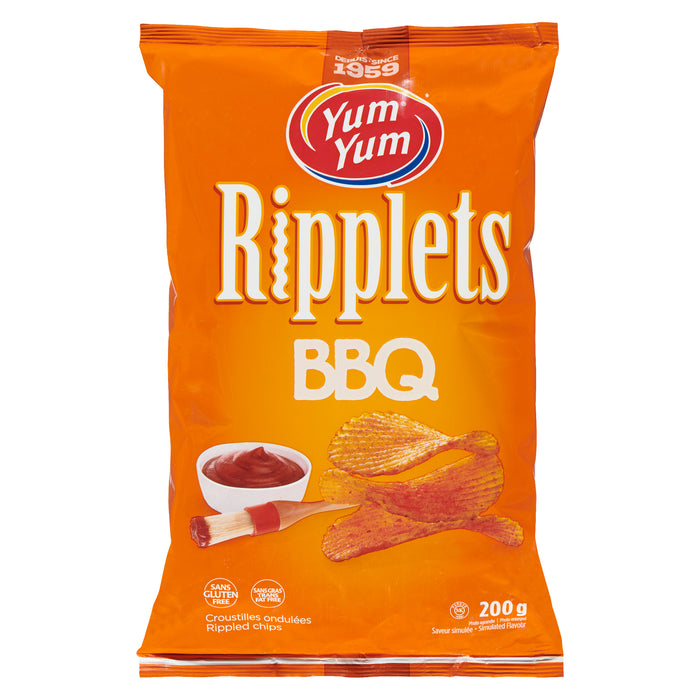 Yum Yum Ripplets Rippled Chips BBQ, 200 g