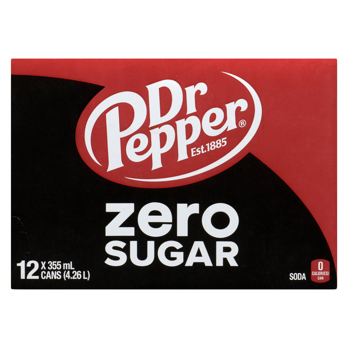 Dr Pepper Zéro sucre - paquet de 12 x 355 ml