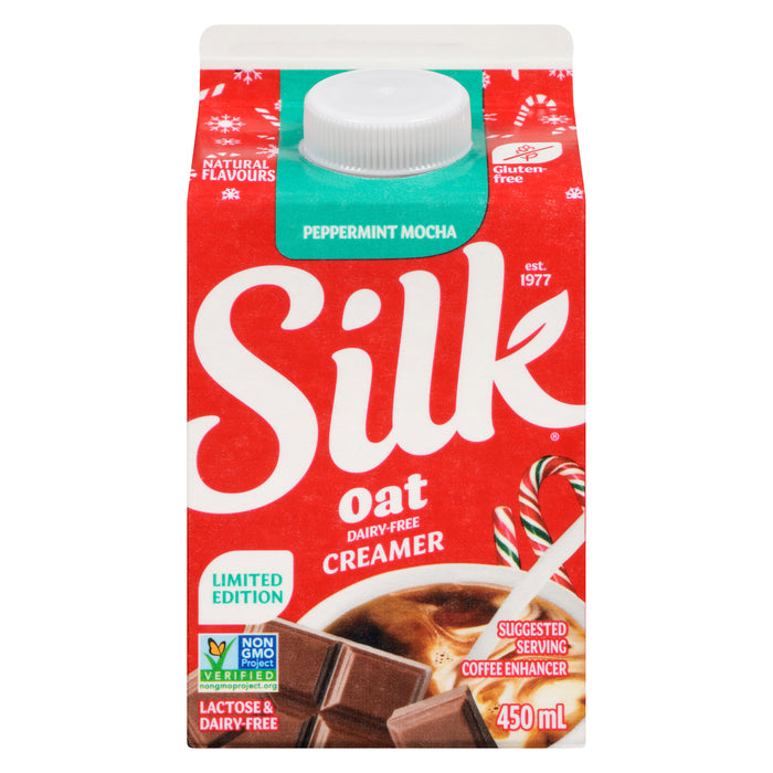 Silk Coffee Enhancer Peppermint Mocha Oat Dairy-Free Creamer Limited Edition, 450 ml