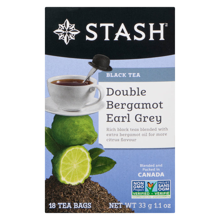 Thé noir Earl Grey à double bergamote Stash, 18 sachets