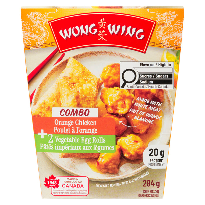 Wong Wing Poulet à l'Orange + 2 Pâtés Impériaux aux Légumes Combo, 284 g