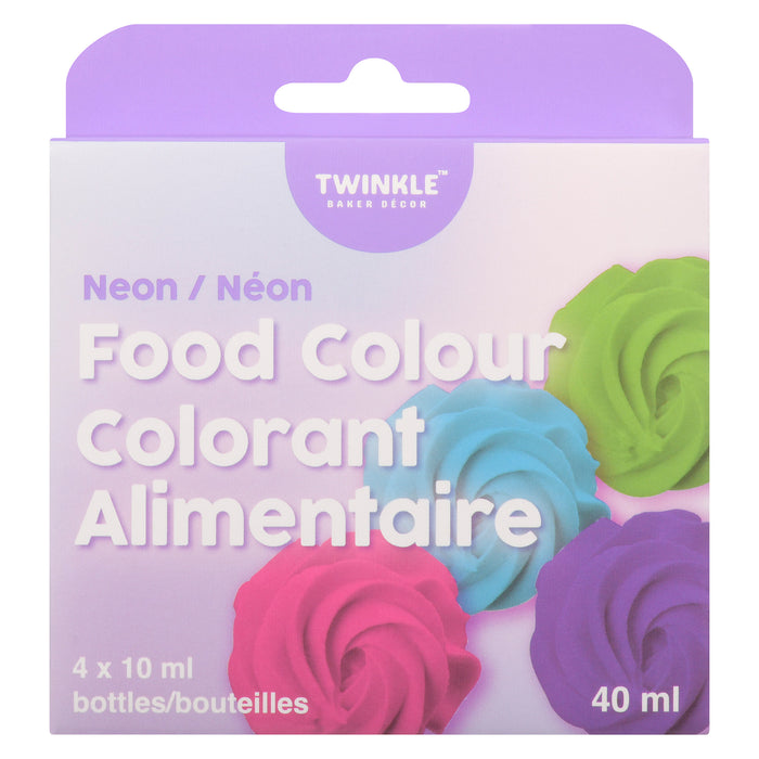 Twinkle Baker Décor Neon Food Colour, 4 Bottles x 10 ml